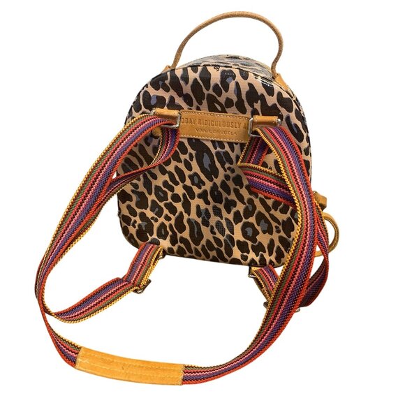 Consuela Leopard Print Mini Backpack With Multicolor Striped Straps - Picture 7 of 8
